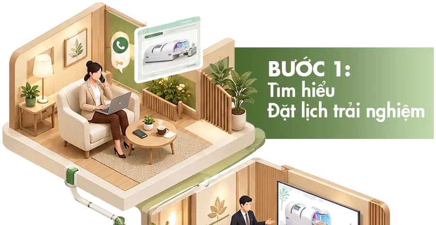 Bước 1: Tìm hiểu, đặt lịch trải nghiệm