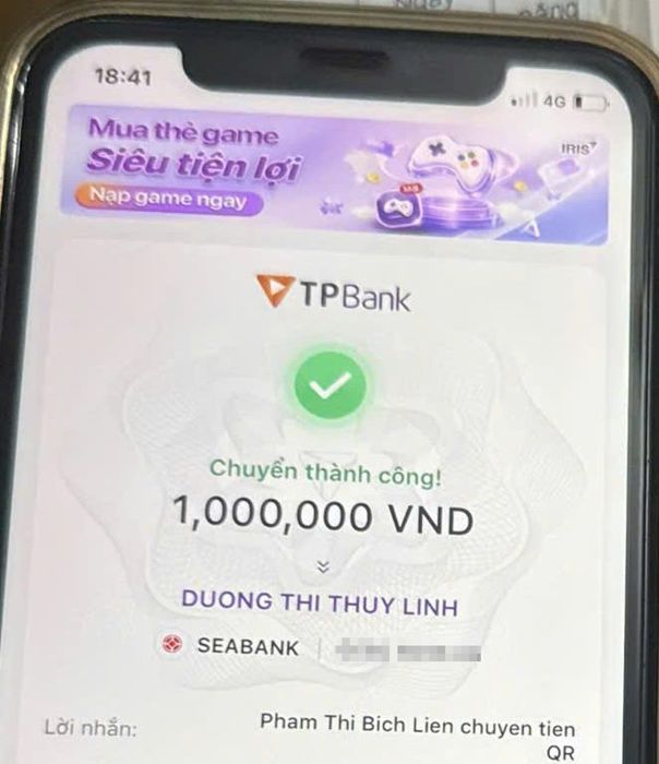 Chuyển khoản thành công