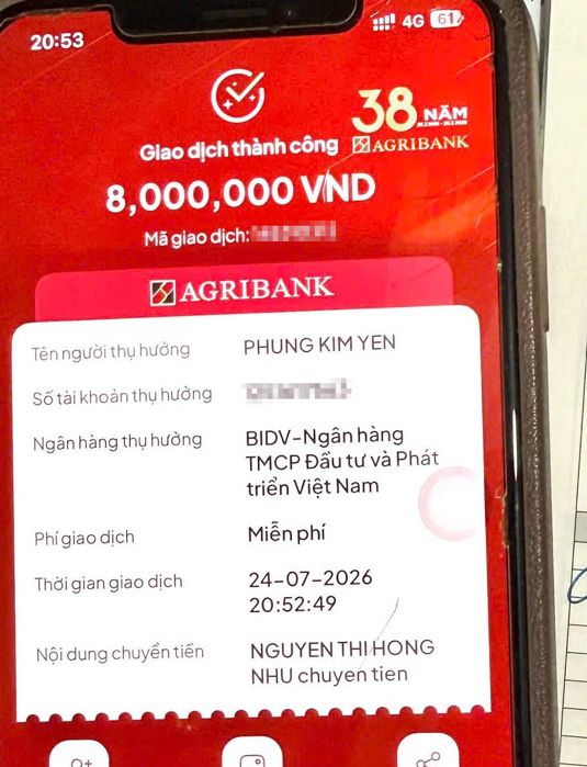 Chuyển khoản thành công