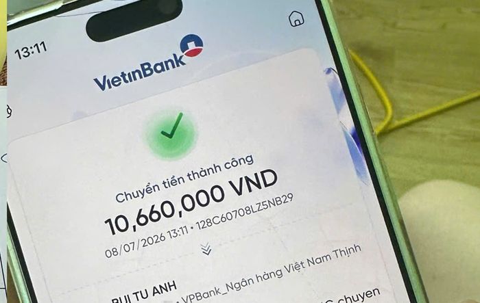 Chuyển khoản thành công