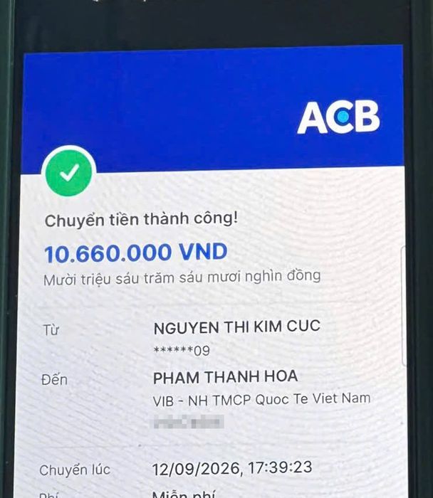 Chuyển khoản thành công